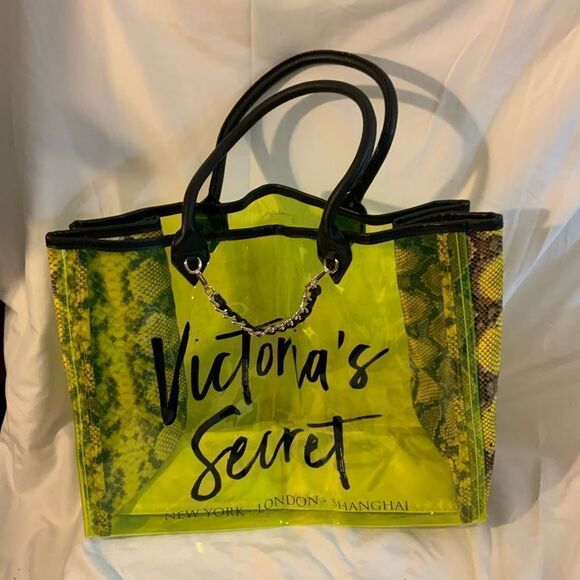 Victoria’s Secret PINK clear tote Python neon Clear Jelly City tote - Picture 8 of 9